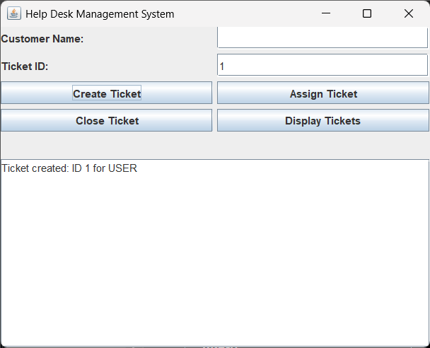 Help Desk Management System Interface